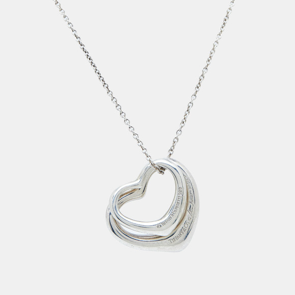 TIFFANY & CO. Elsa Peretti Double Open Heart Silver Pendant Necklace - Picture 3 of 5